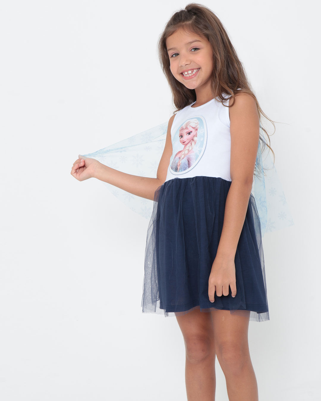 Vestido-Infantil-Tule-Frozen-Disney-Branco