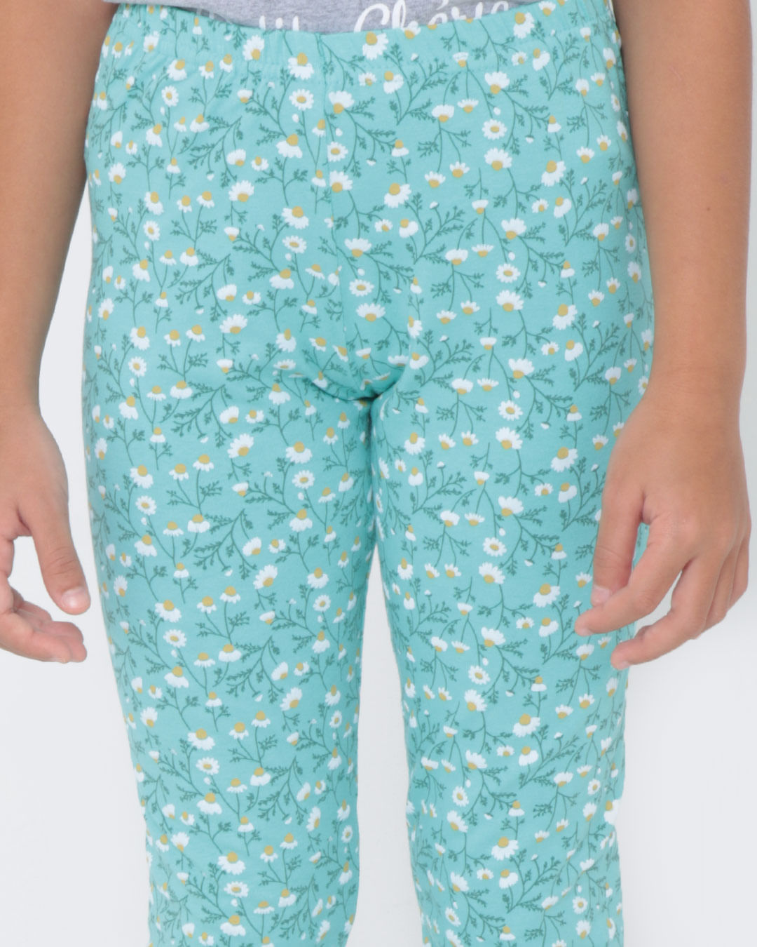 Calca-Legging-Infantil-Floral-Verde