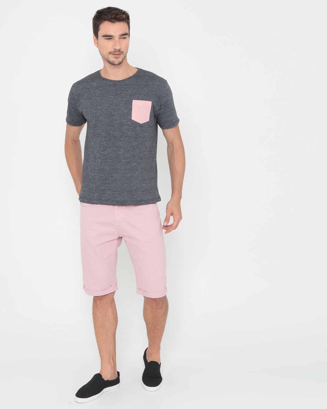 Bermuda-Masculina-Sarja-Casual-Rosa-Claro