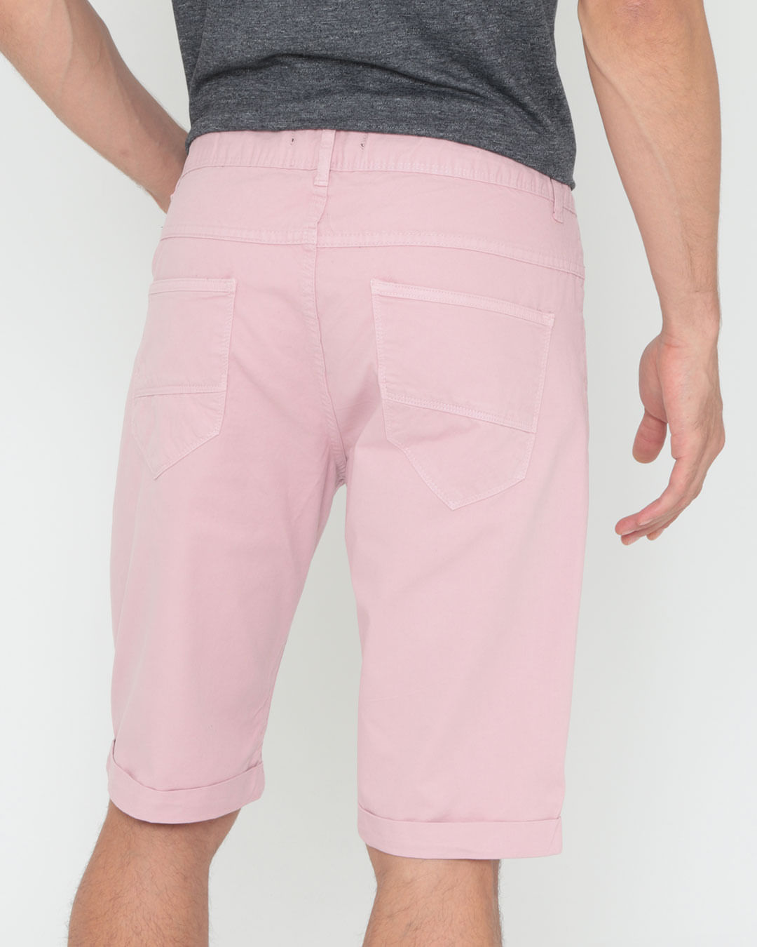 Bermuda-Masculina-Sarja-Casual-Rosa-Claro