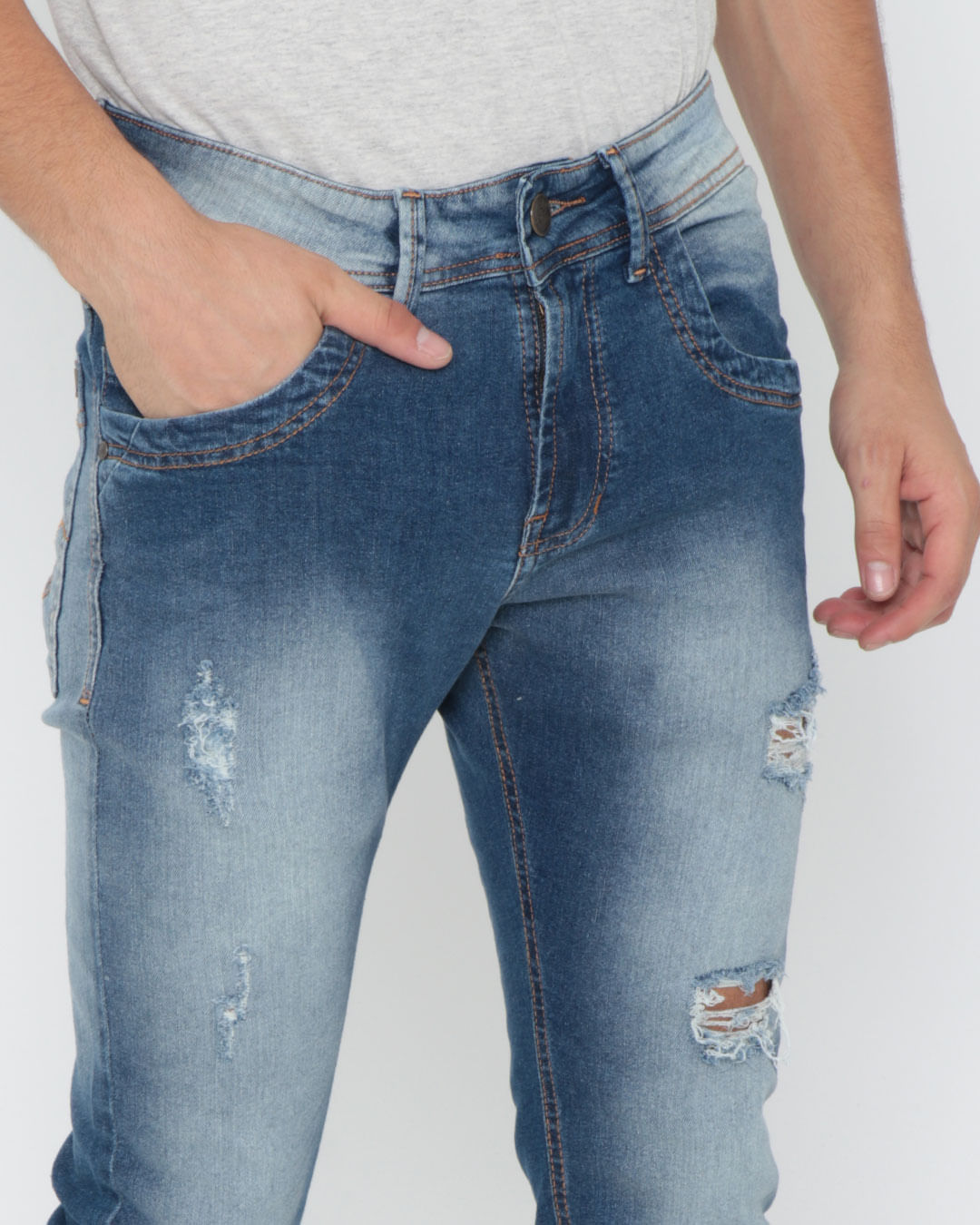 Calca-Jeans-Masculina-Skinny-Destroyed-Azul
