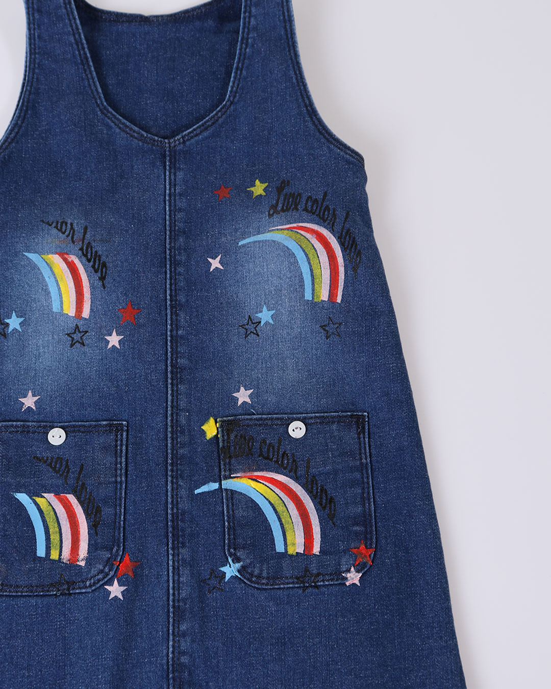Salopete-Jeans-Bebe-Arco-Iris-Azul