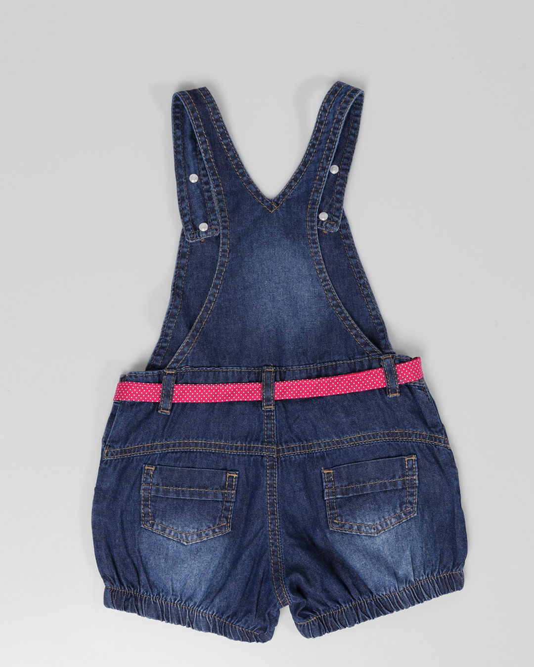 Jardineira-Bebe-Jeans-Faixa-Poa-Azul