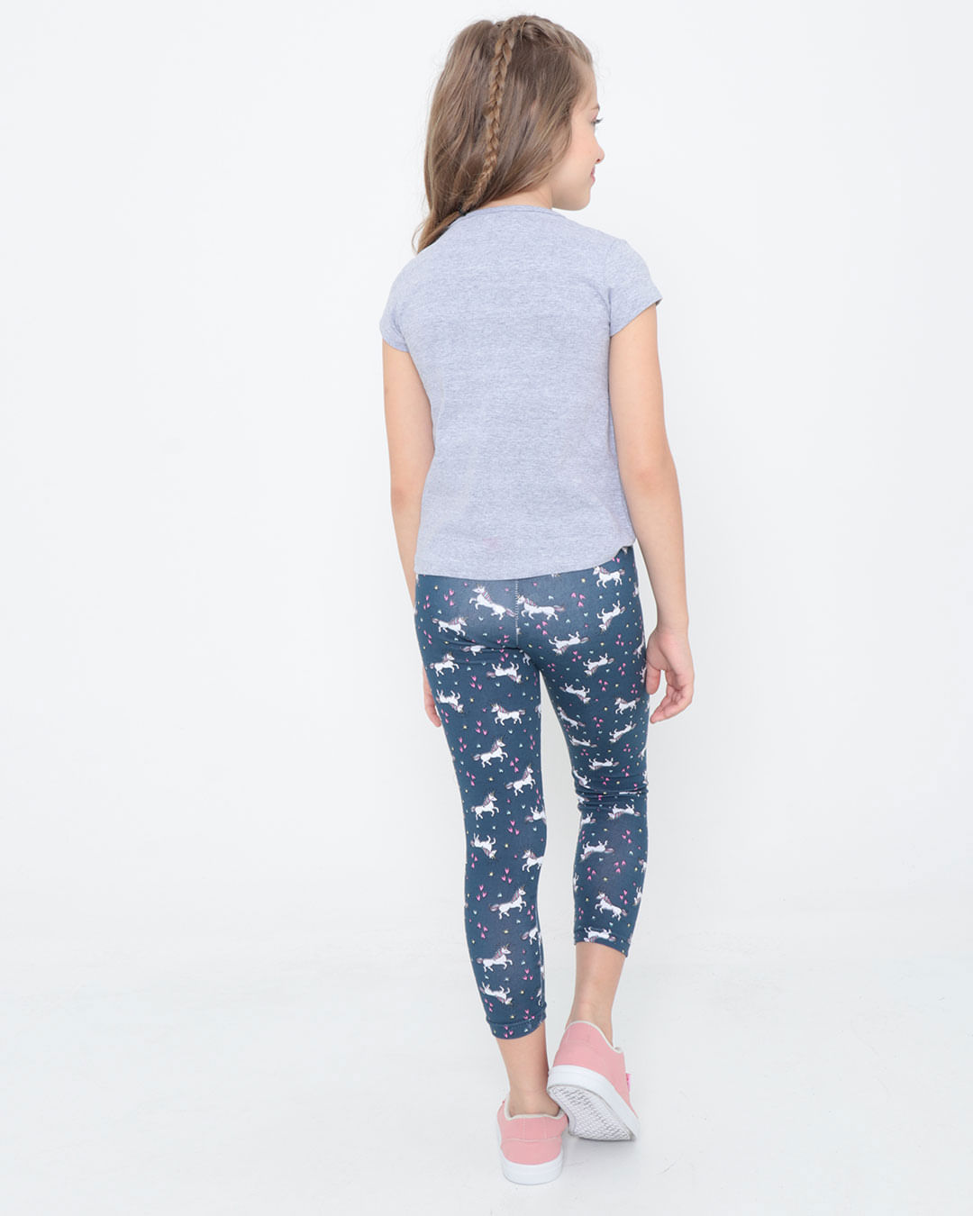 Conjunto-Infantil-Unicornio-Floral-Cinza