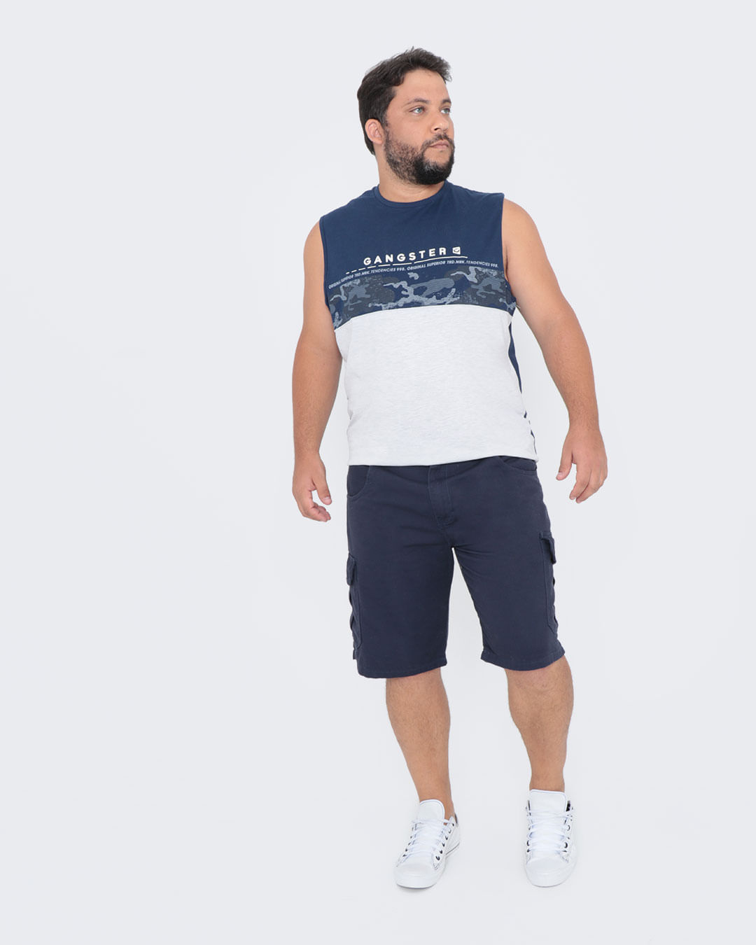 Regata-Masculina-Plus-Size-Estampada-Gangster-Recorte-Azul