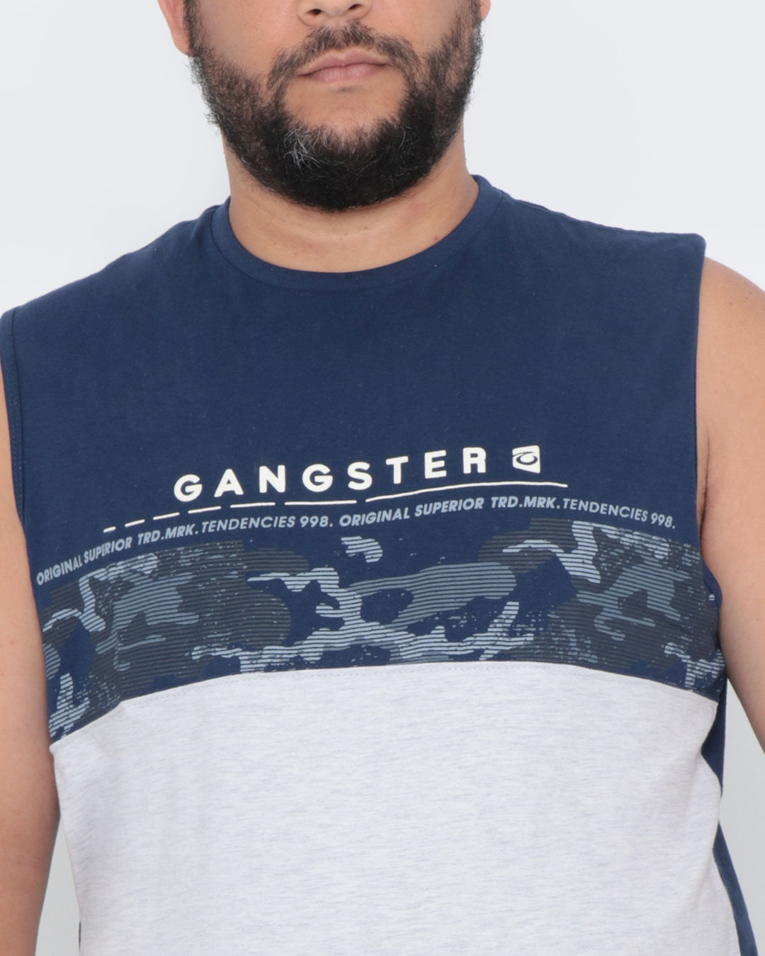 Regata-Masculina-Plus-Size-Estampada-Gangster-Recorte-Azul