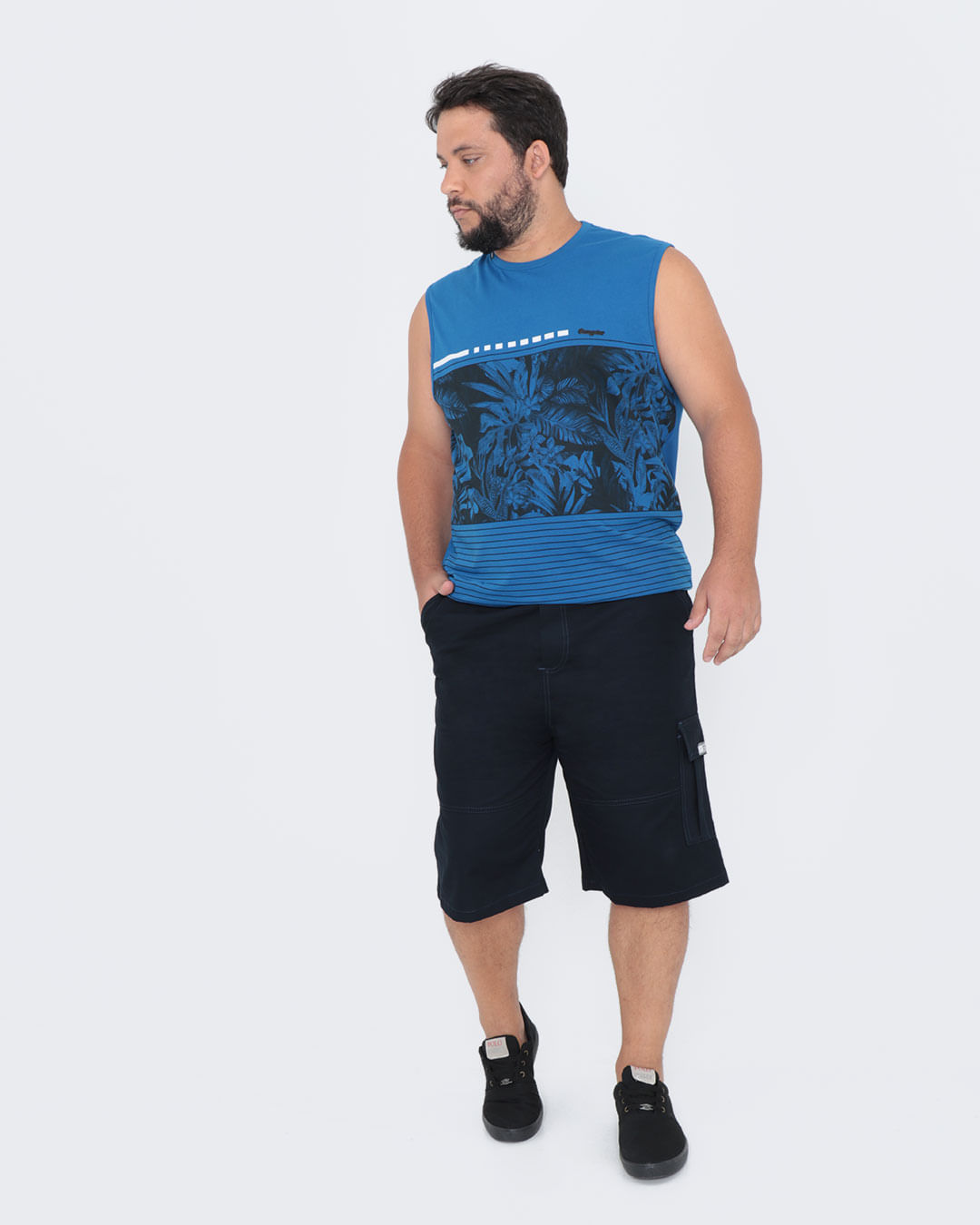 Regata-Masculina-Plus-Size-Estampada-Gangster--Azul-Royal