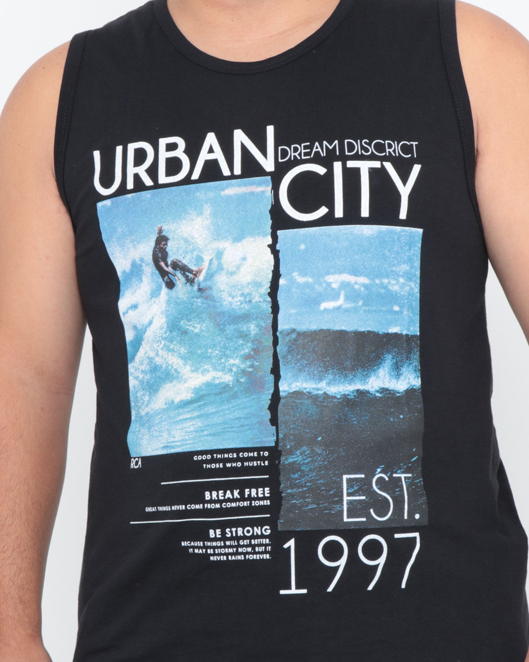 Regata-Masculina-Plus-Size-Estampa-Surf-Preta