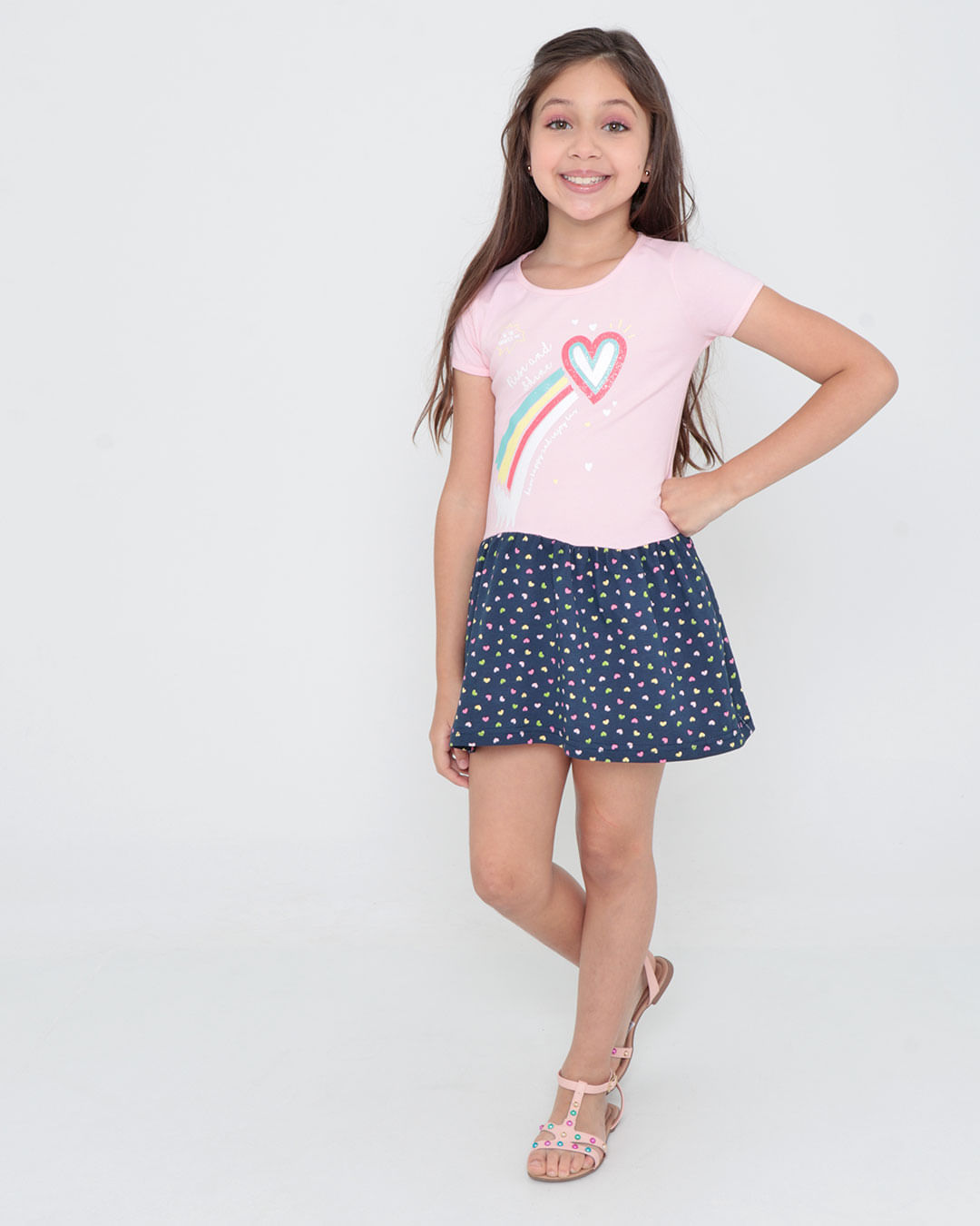 Vestido-Infantil-Coracoes-Evase-Rosa