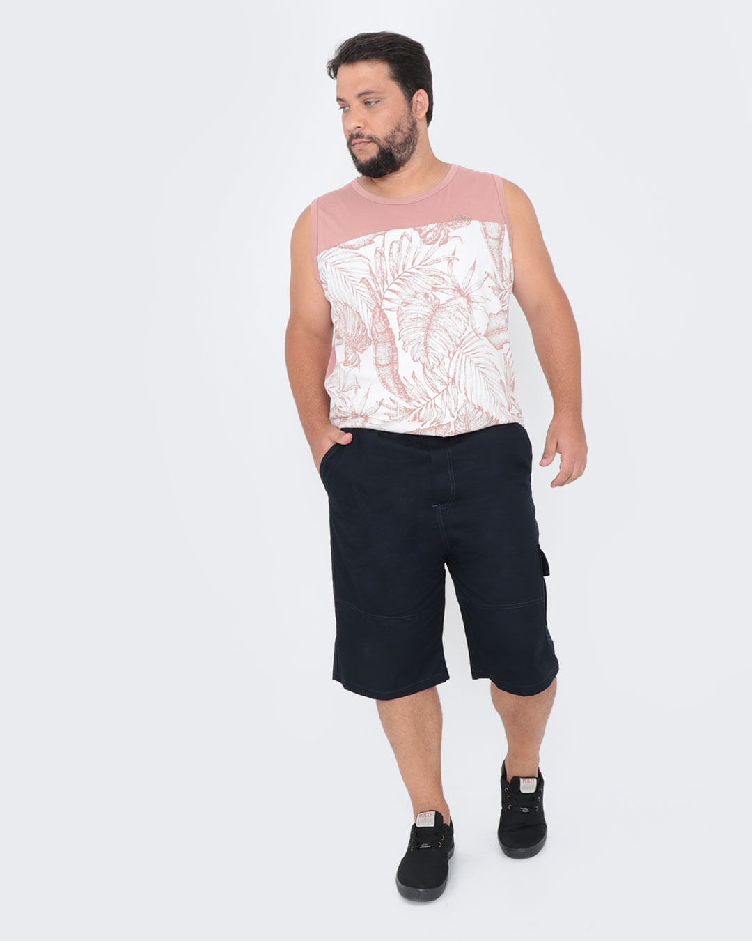 Regata-Masculina-Plus-Size-Estampa-Folhagem-Rosa