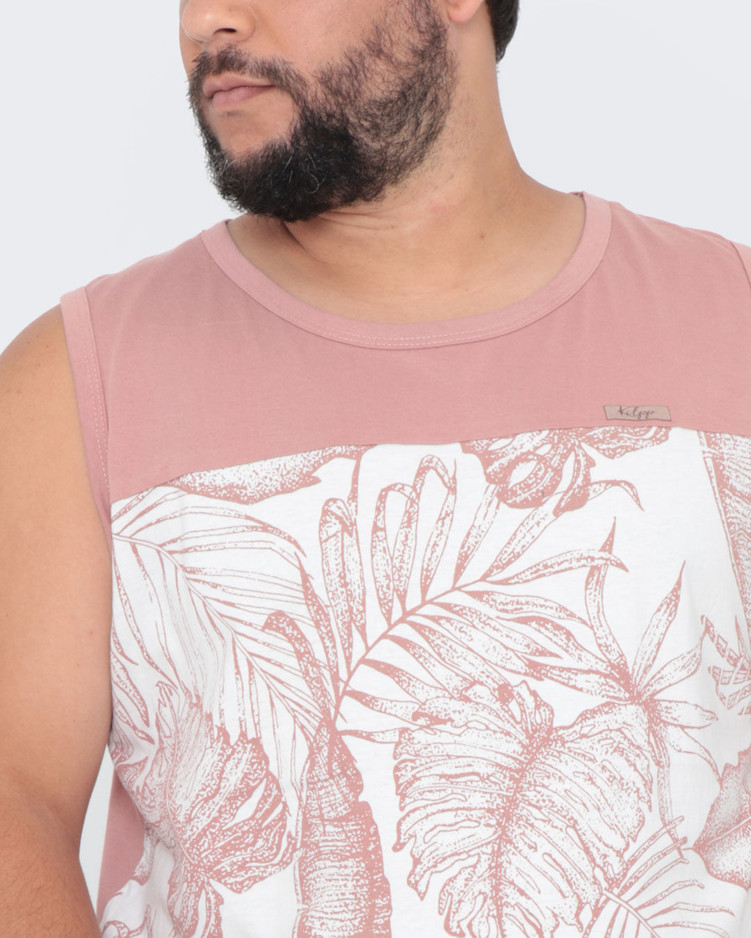 Regata-Masculina-Plus-Size-Estampa-Folhagem-Rosa