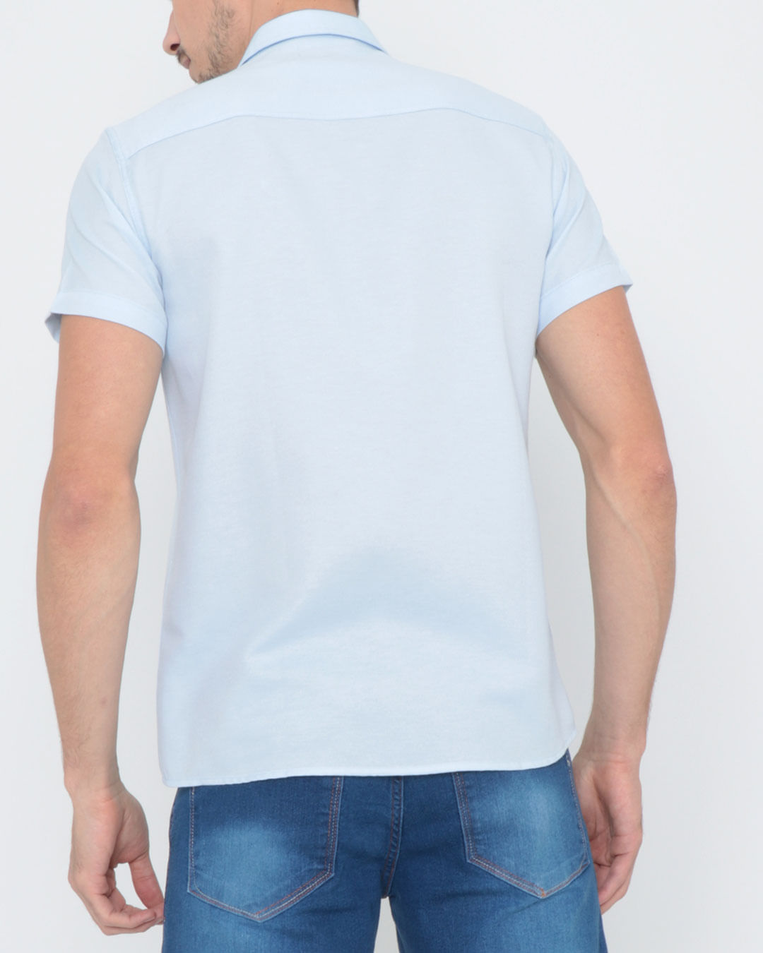 Camisa-Manga-Curta-Texturizada-Azul-Claro