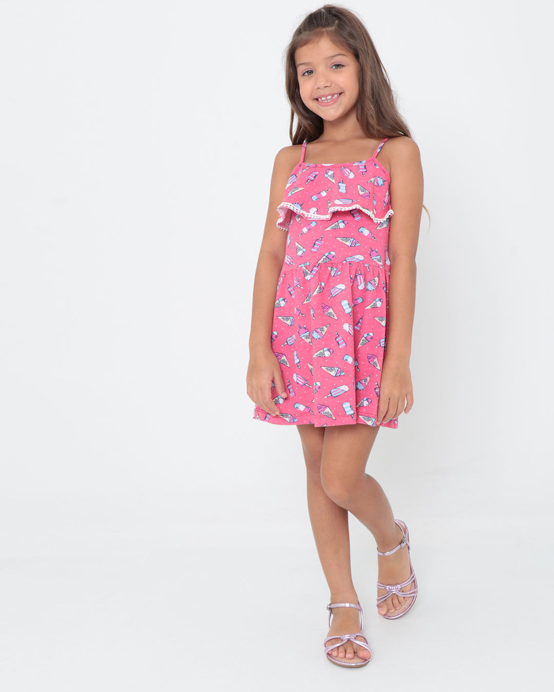 Vestido-Infantil-Babado-Sorvetes-Rosa