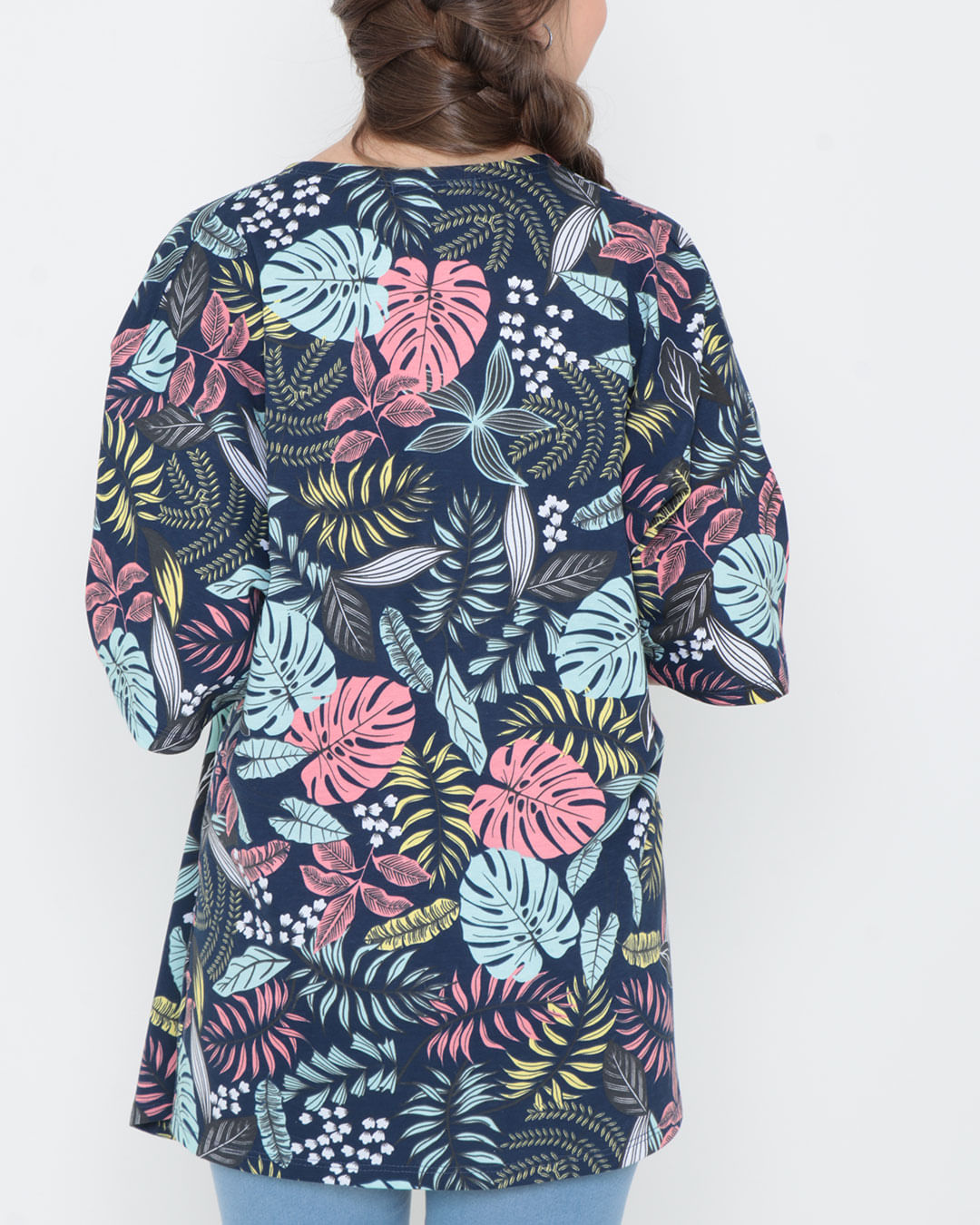 Kimono-Juvenil-Floral-Azul-Marinho
