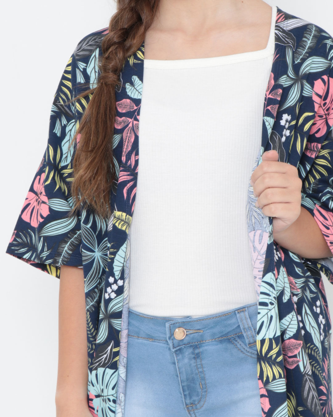 Kimono-Juvenil-Floral-Azul-Marinho