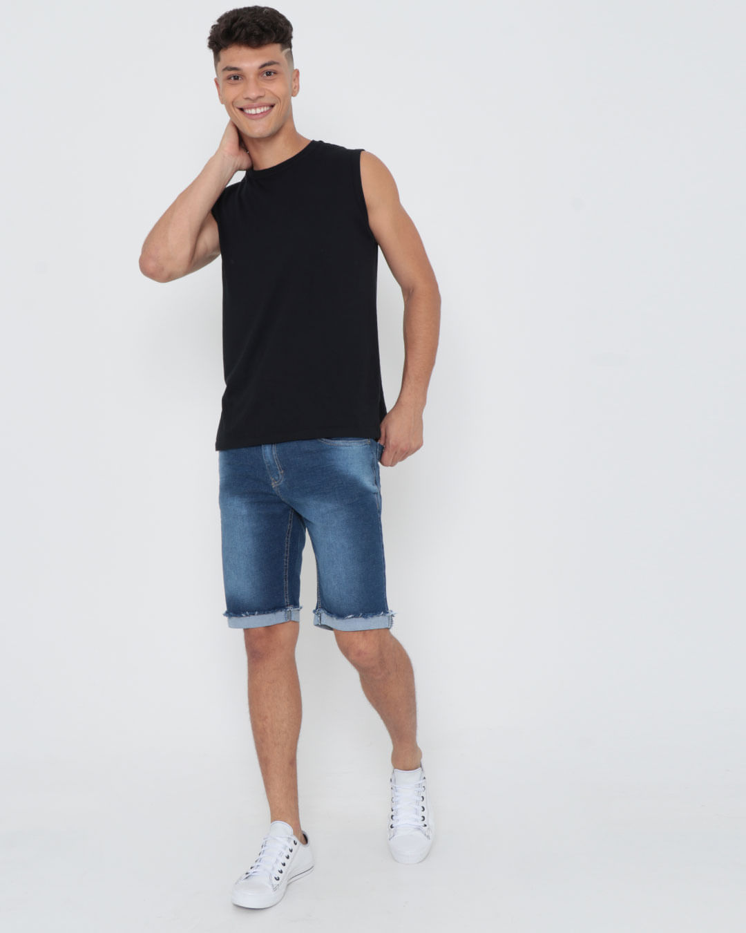 Bermuda-Jeans-Masculina-Barra-Dobrada-Azul