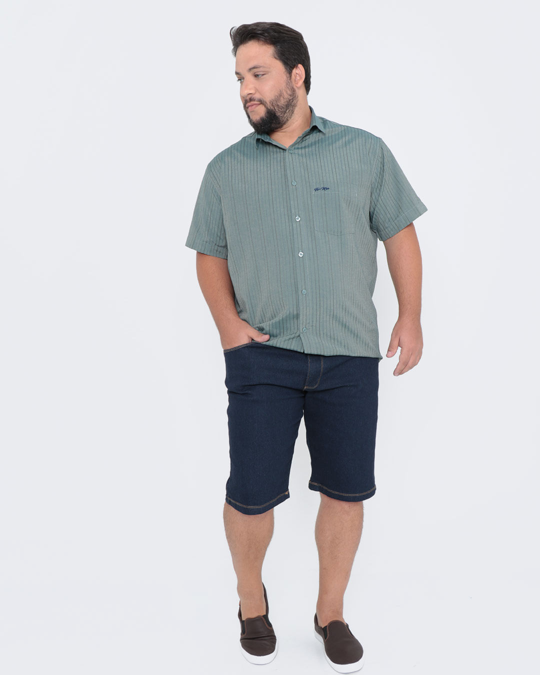 Camisa-Plus-Size-Listrada-Verde