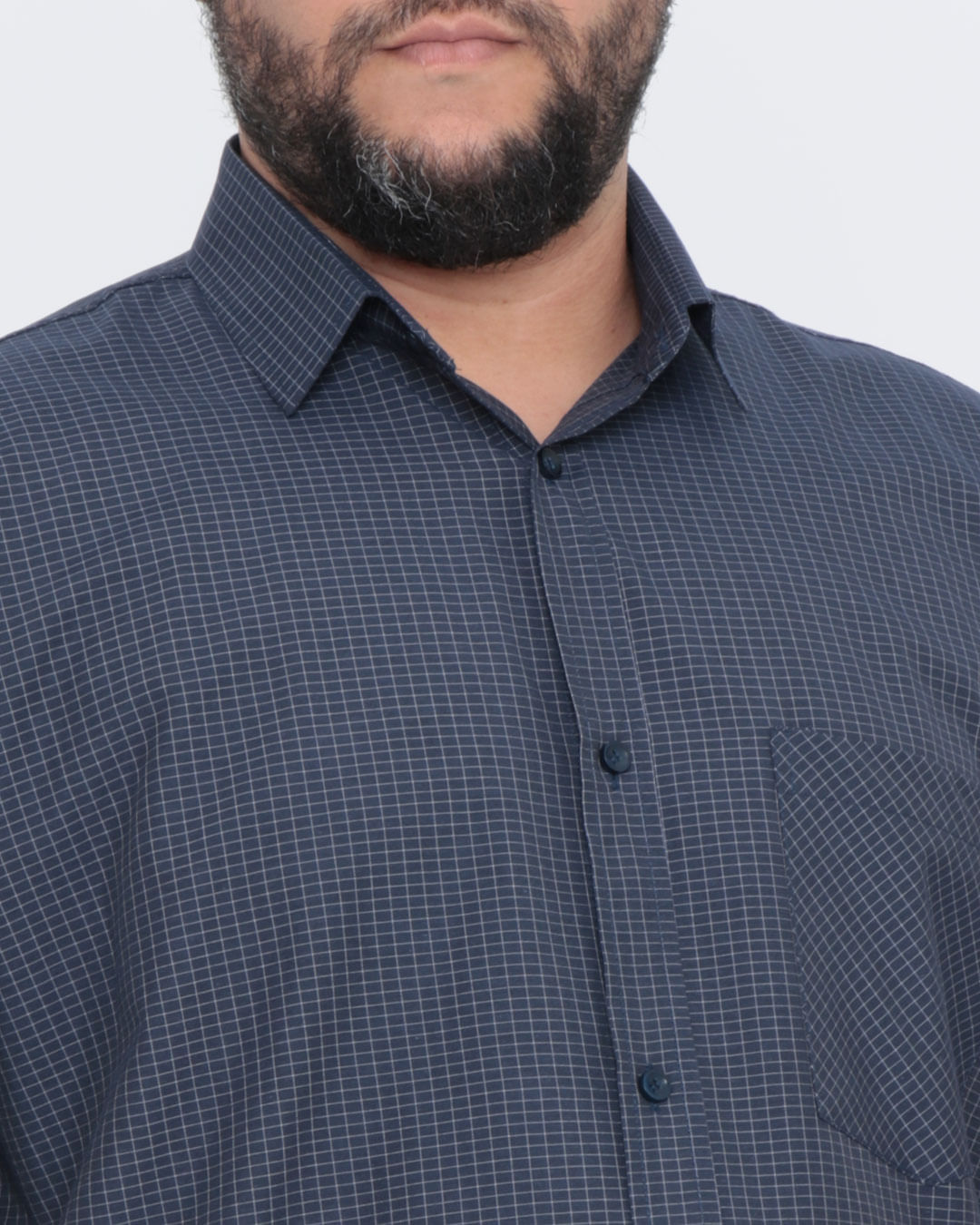 Camisa-Masculina-Plus-Size-Manga-Curta-Azul