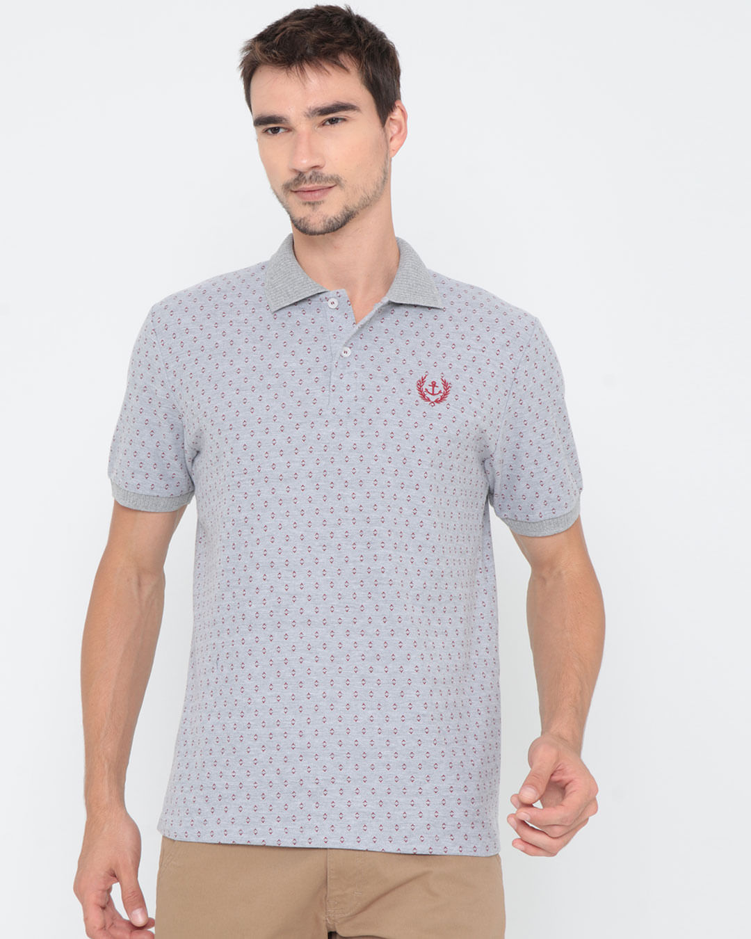 Polo-Masculina-Estampada-Manga-Curta-Em-Ribana-Cinza