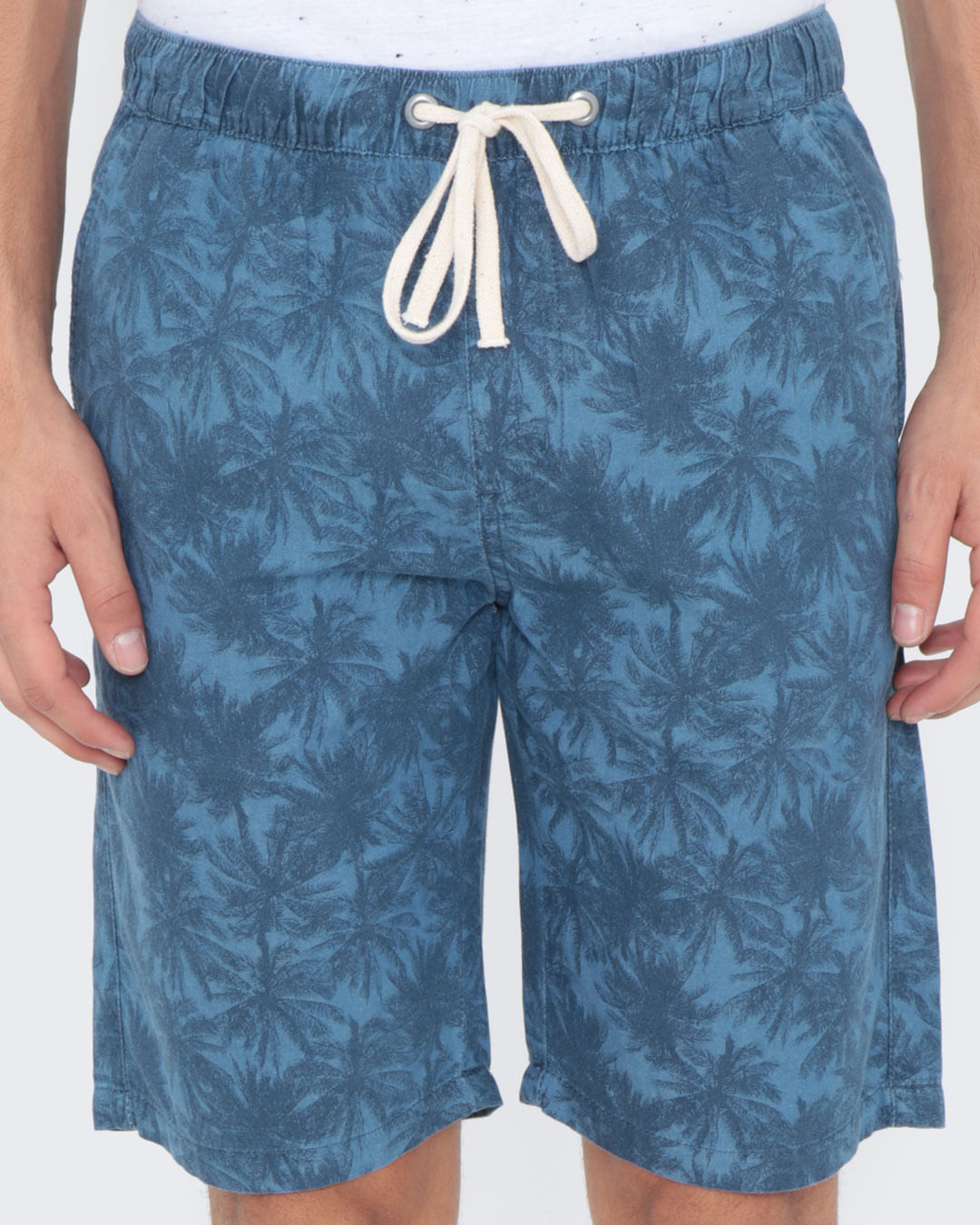Bermuda-Masculina-Sarja-Estampada-Coqueiros-Azul