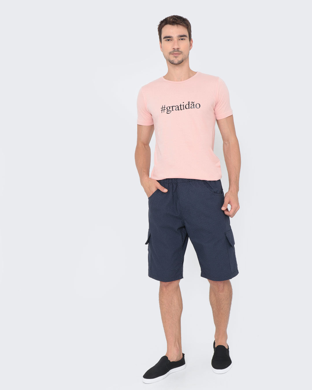 Bermuda-Masculina-Sarja-Cargo-Estampada-Azul-Marinho