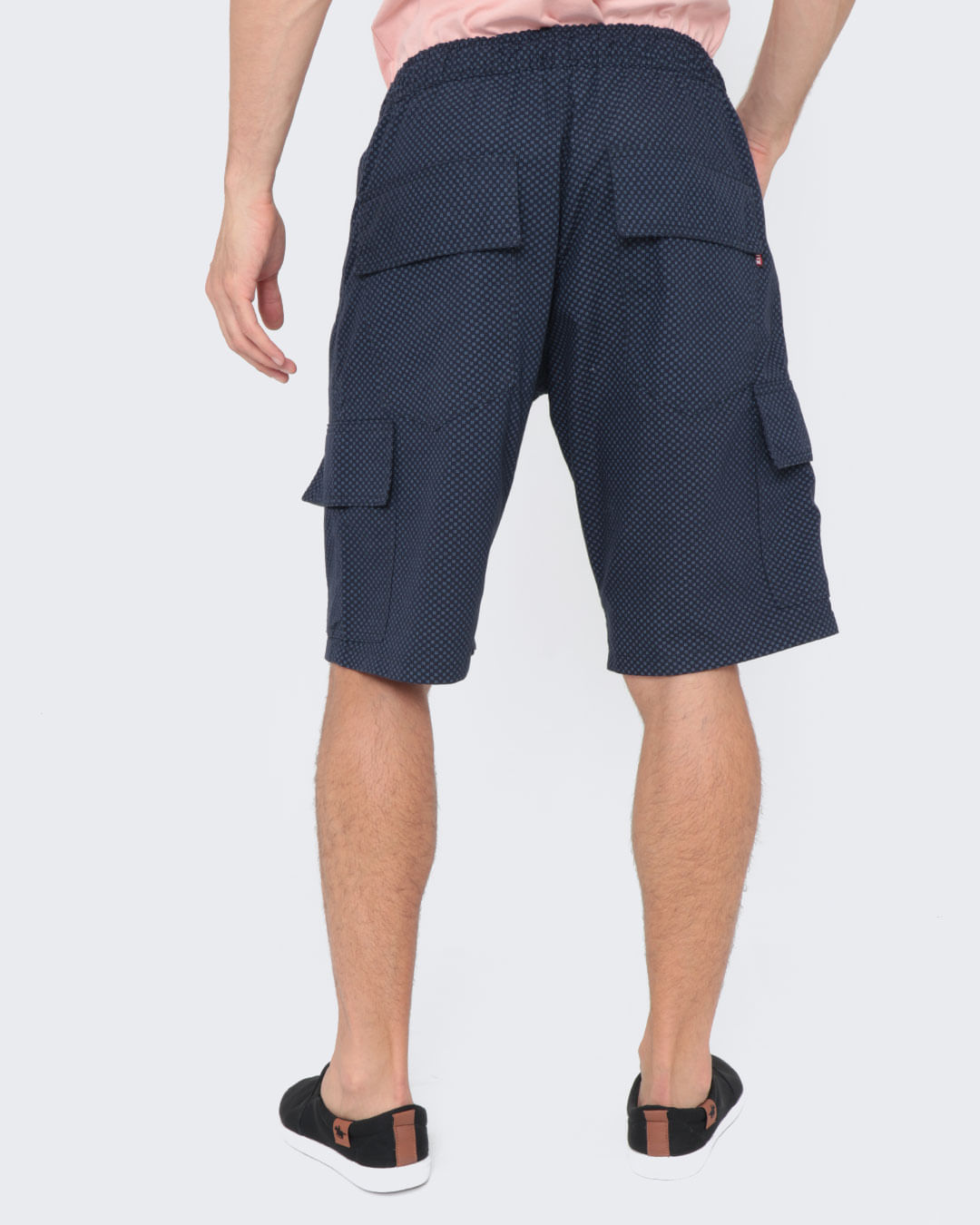 Bermuda-Masculina-Sarja-Cargo-Estampada-Azul-Marinho