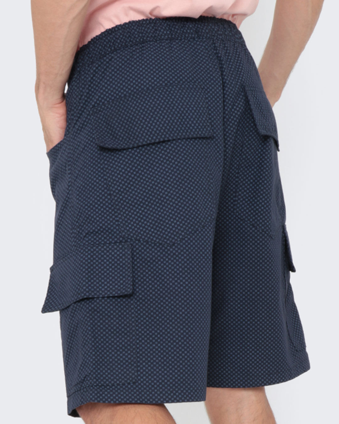 Bermuda-Masculina-Sarja-Cargo-Estampada-Azul-Marinho