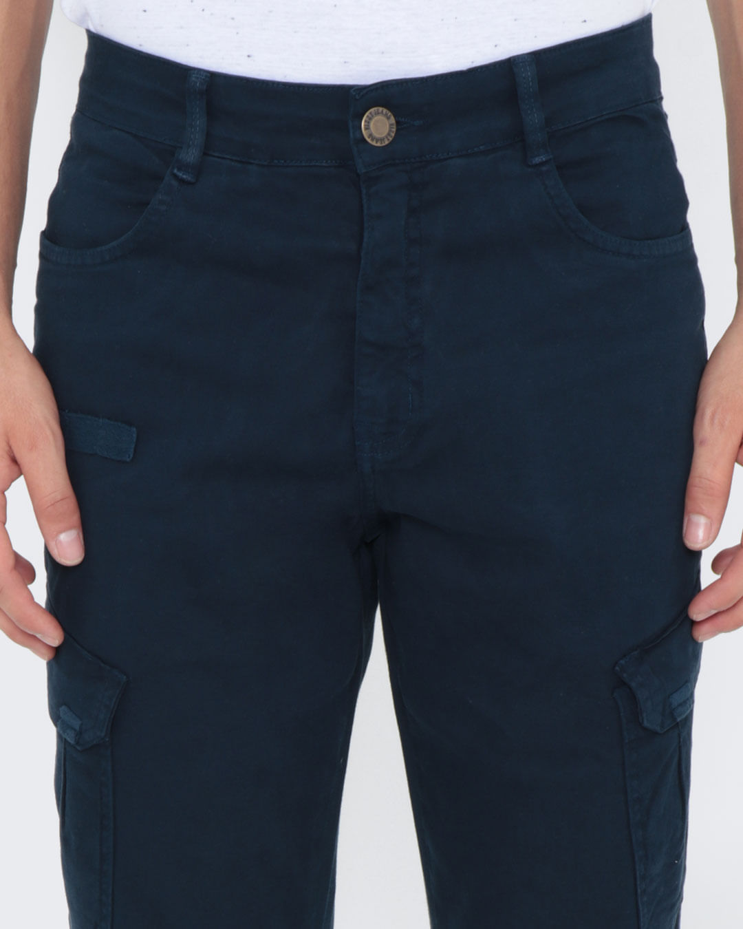 Calca-Sarja-Cargo-Masculina-Azul-Marinho