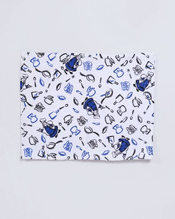 Pano de Copa Estampado 40cmx60cm Valletex Branco e Azul UN