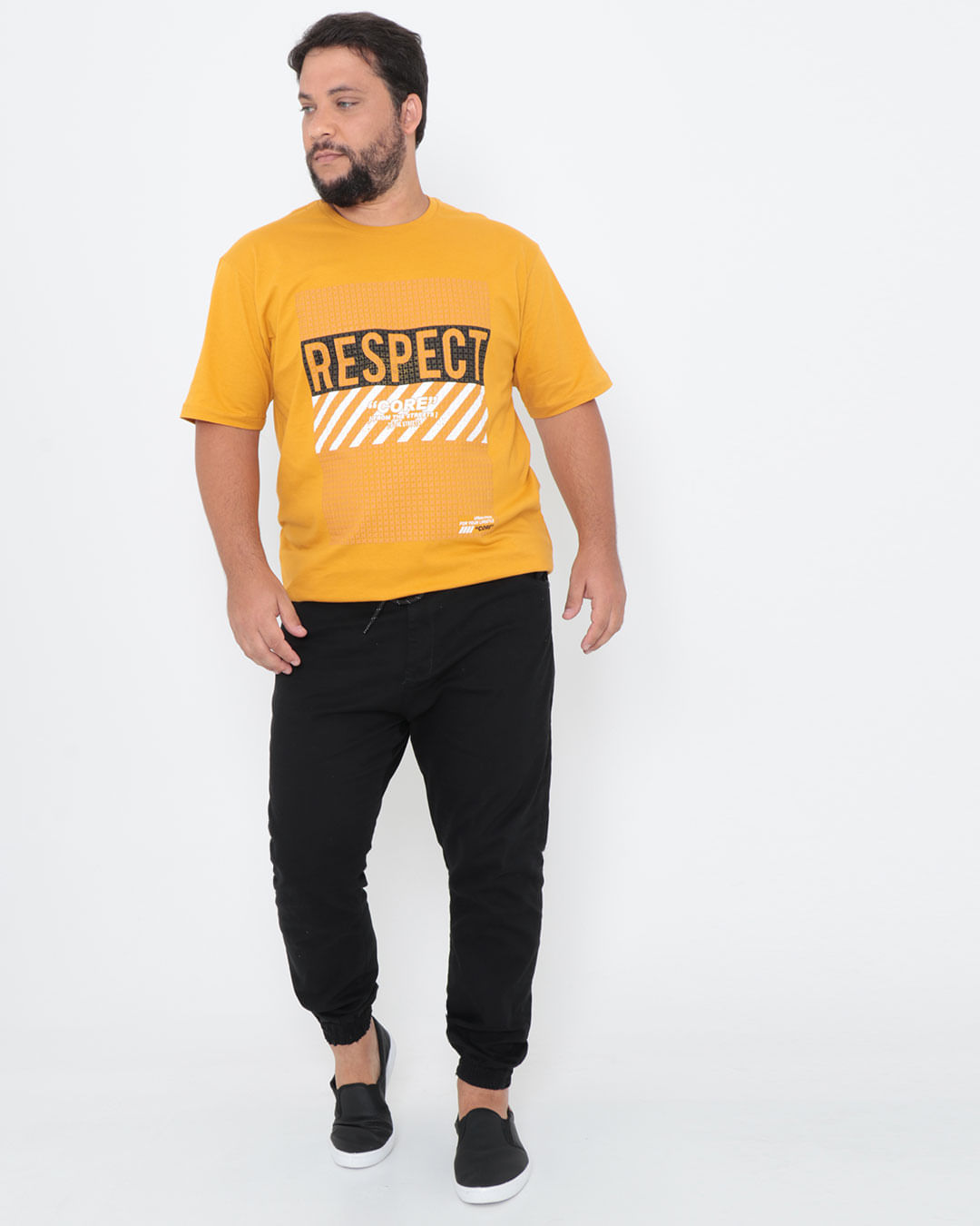Camiseta-Plus-Size-Estampa-Frontal-Mostarda