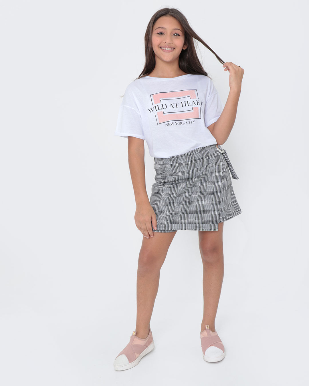 Short-Saia-Juvenil-Xadrez-Branco