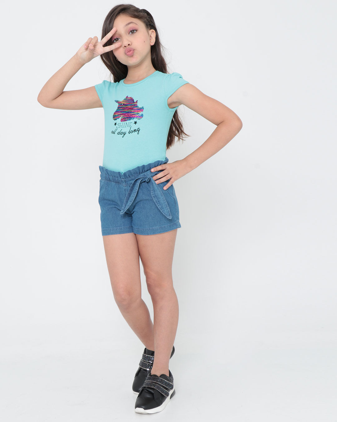 Blusa-Infantil-Paetes-Unicornio-Verde-Claro
