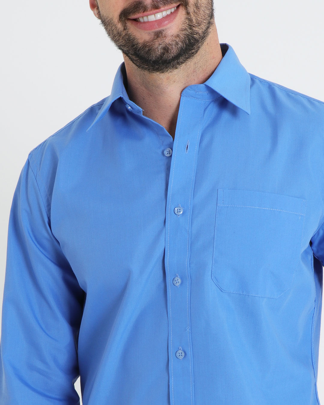 Camisa-Masculina-Manga-Longa-Azul