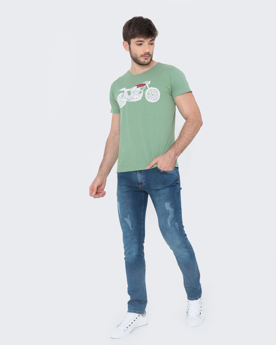 Calca-Jeans-Masculina-Reta-Com-Poidos-Estonada-Azul-Escuro