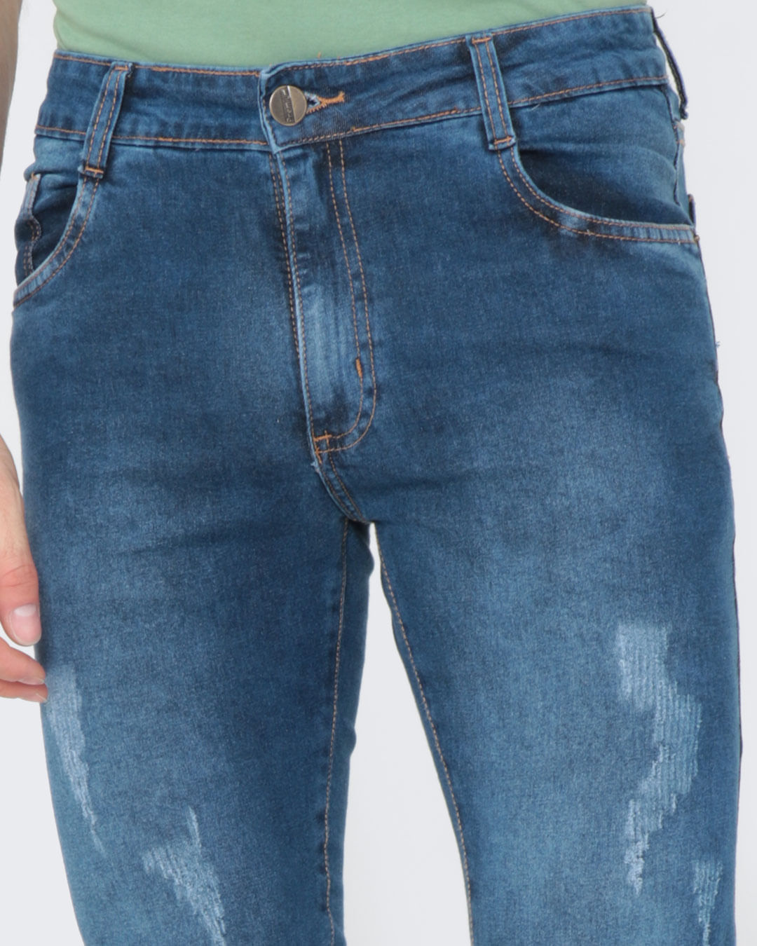 Calca-Jeans-Masculina-Reta-Com-Poidos-Estonada-Azul-Escuro