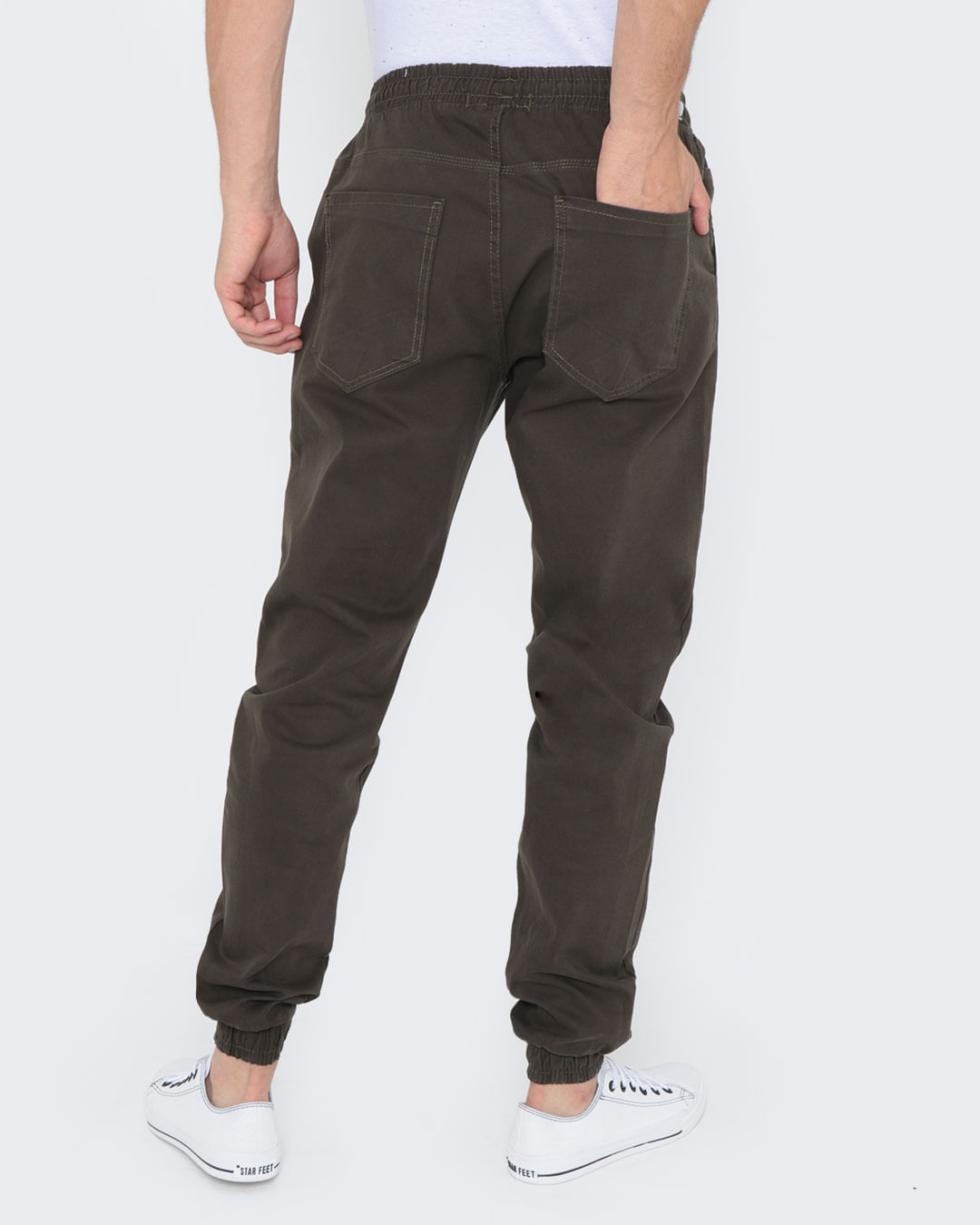 Calca-Sarja-Masculina-Jogger-Lisa-Verde-Escuro