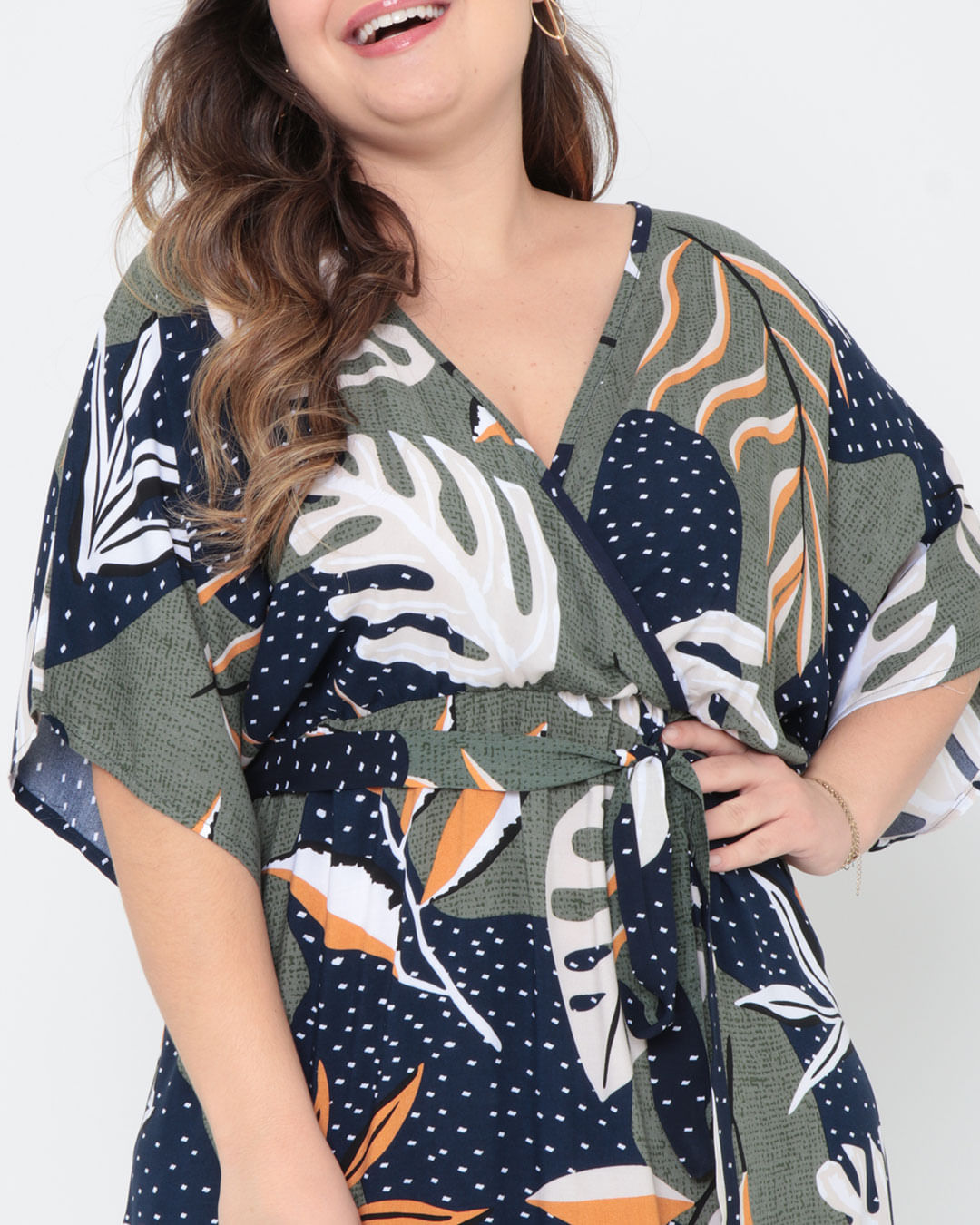 Vestido-Plus-Size-Longo-Estampado-Floral-Verde