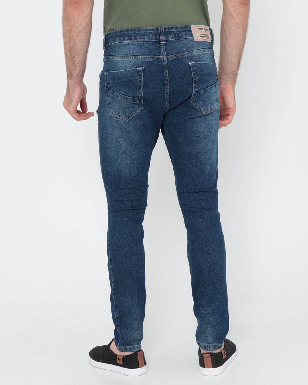 Calca-Jeans-Masculina-Cropped-Destroyed-Azul