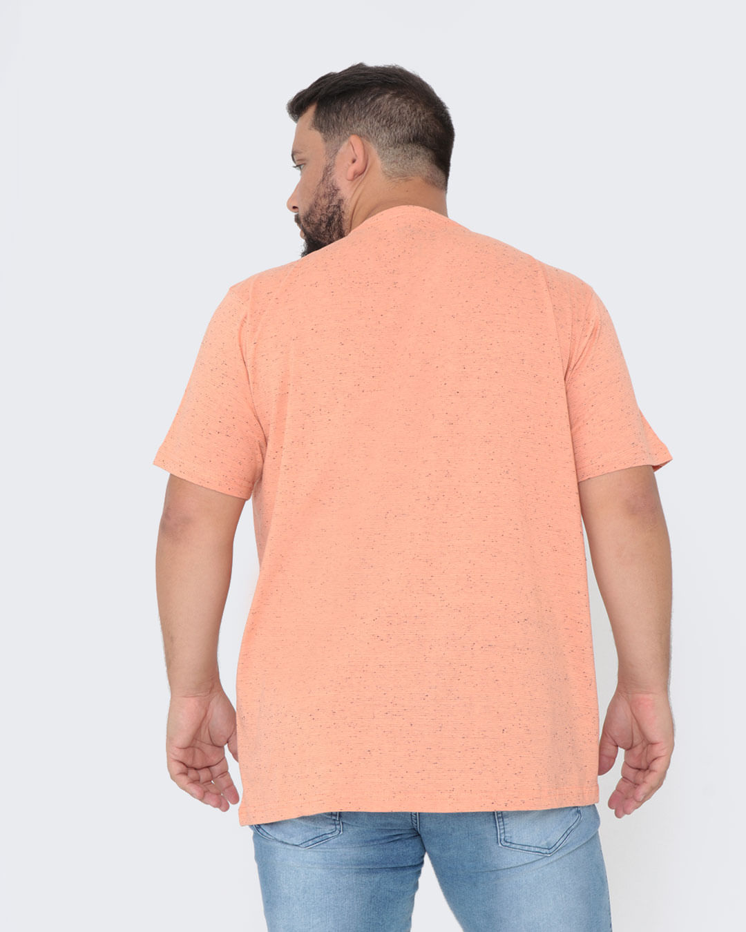 Camiseta-Plus-Size-Botone-Listrada-Laranja
