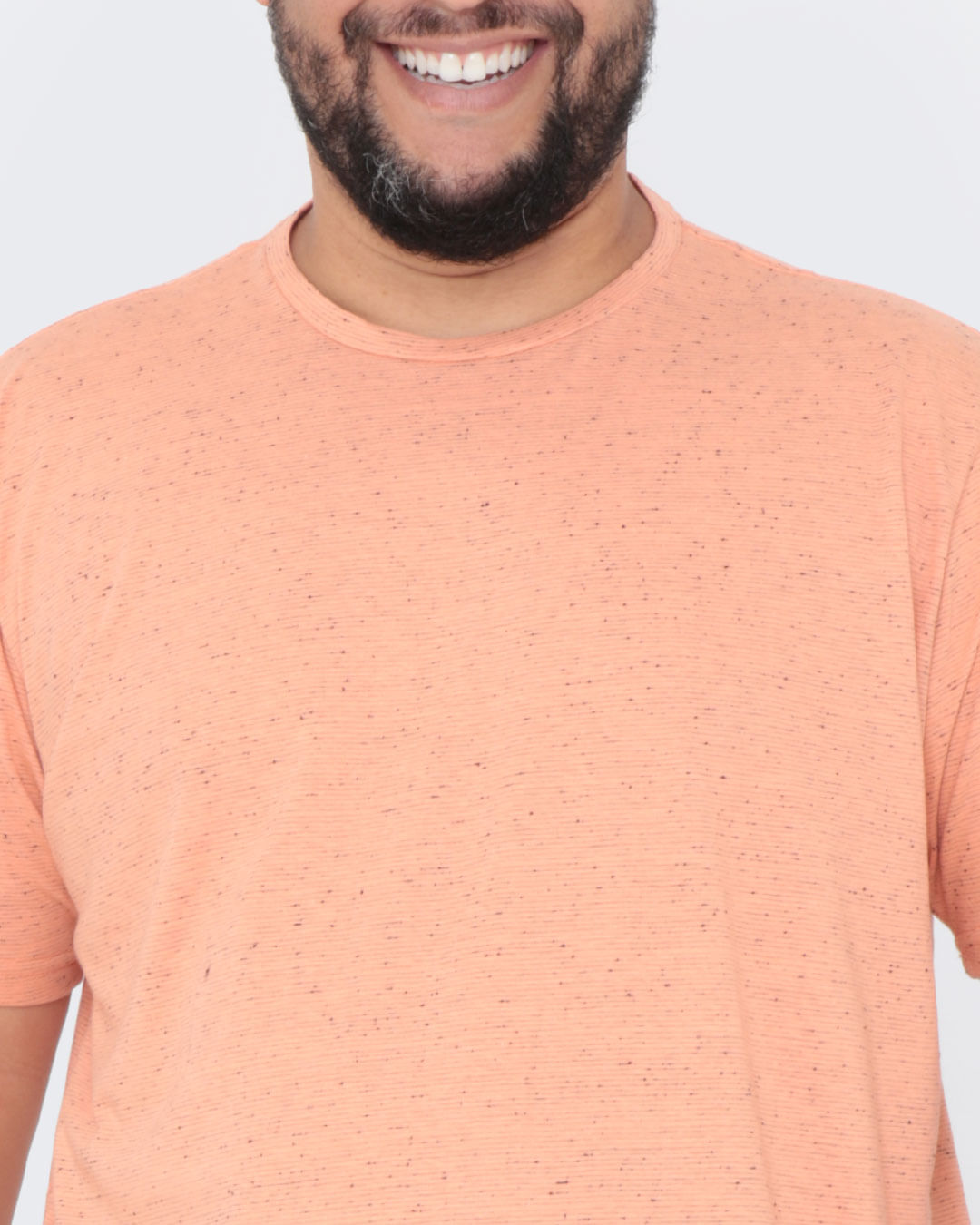 Camiseta-Plus-Size-Botone-Listrada-Laranja