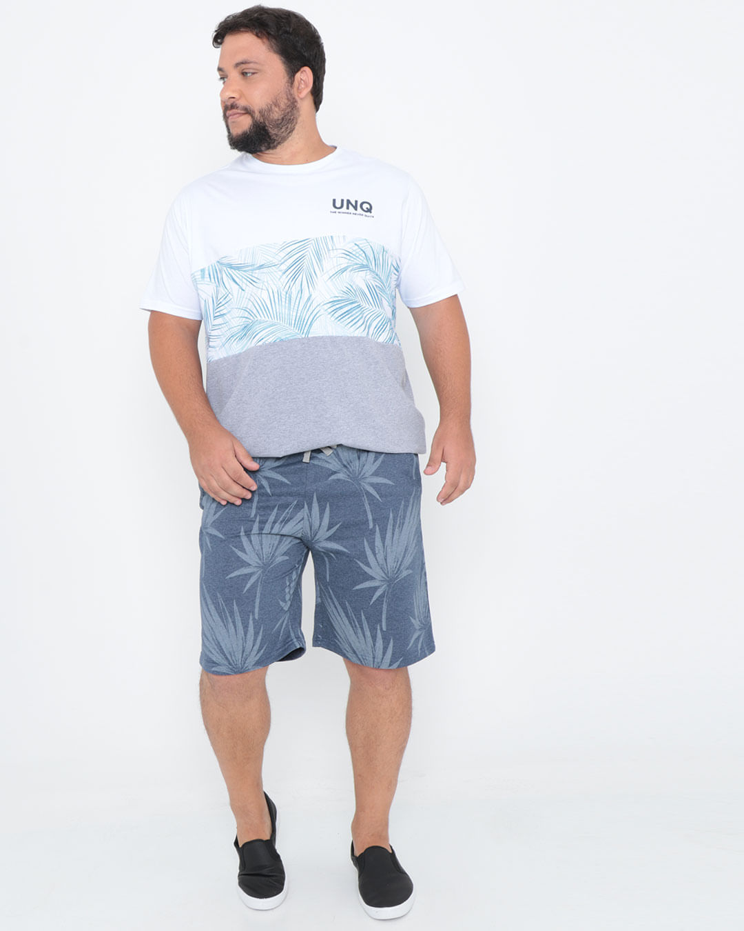 Bermuda-Plus-Size-Moletom-Floral-Azul