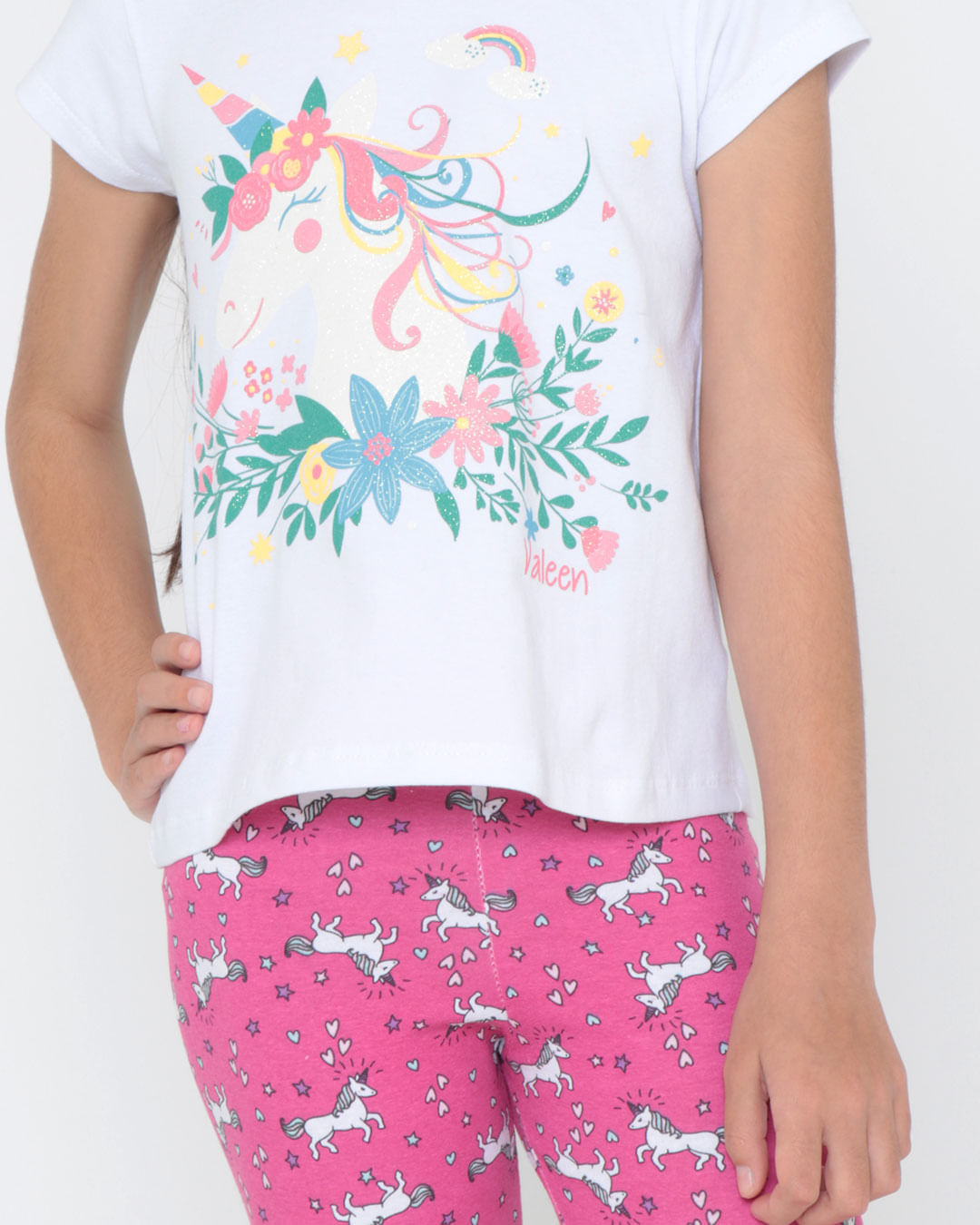 Conjunto-Infantil-Unicornio-Floral-Branco