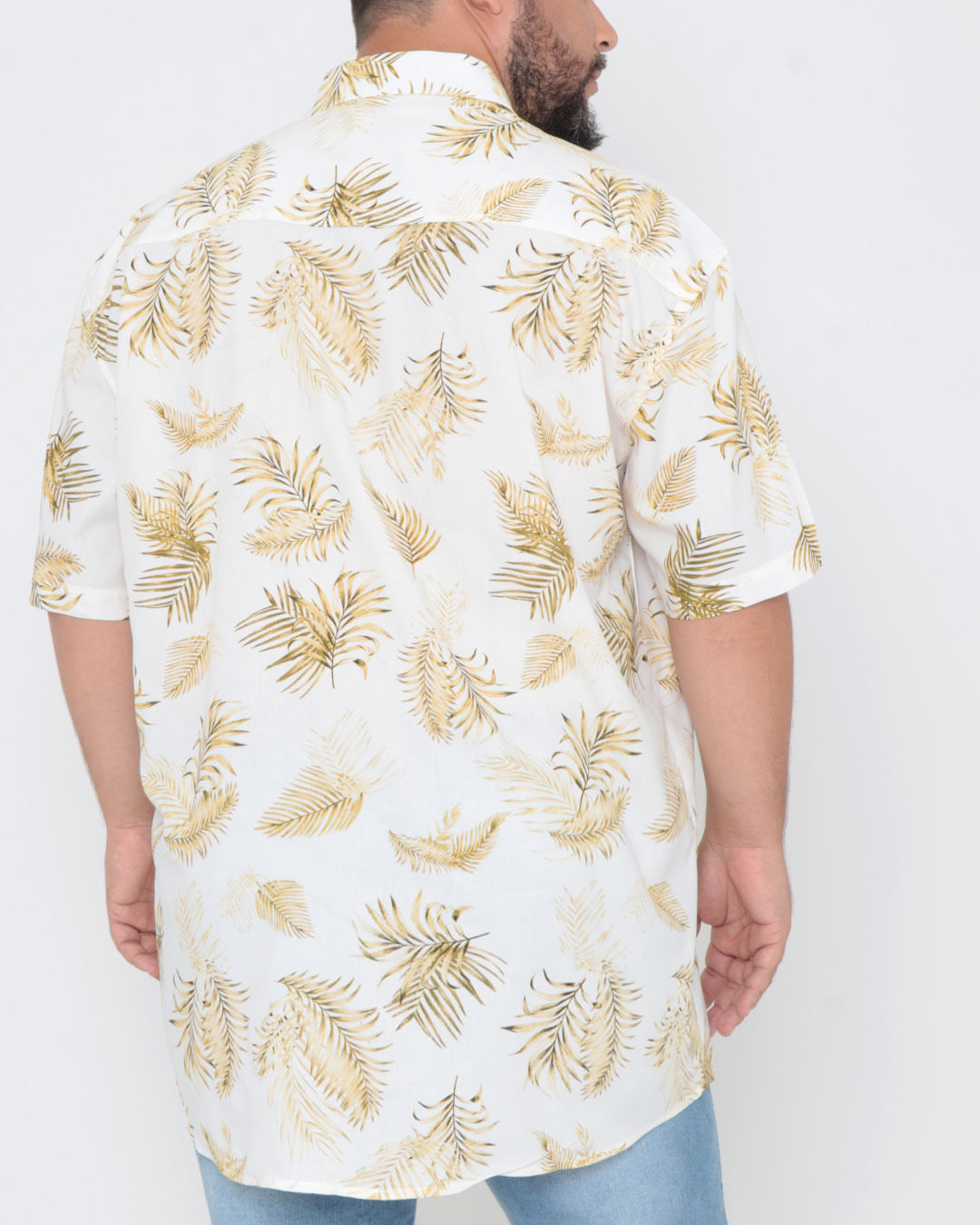 Camisa-Masculina-Plus-Size-Floral-Off-White