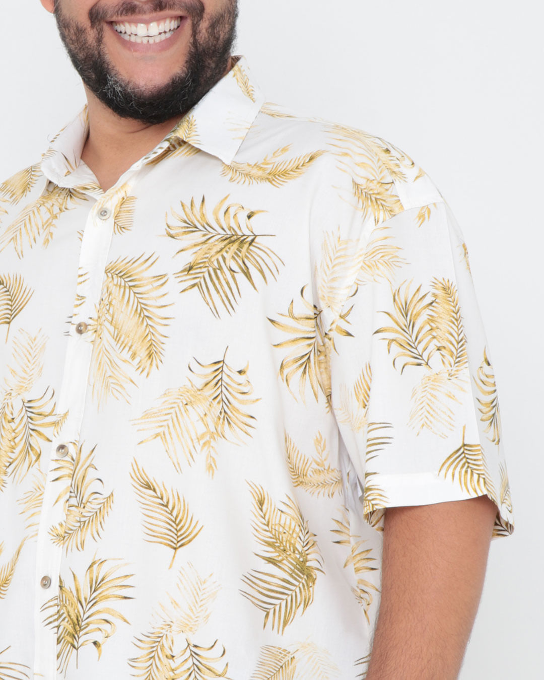Camisa-Masculina-Plus-Size-Floral-Off-White