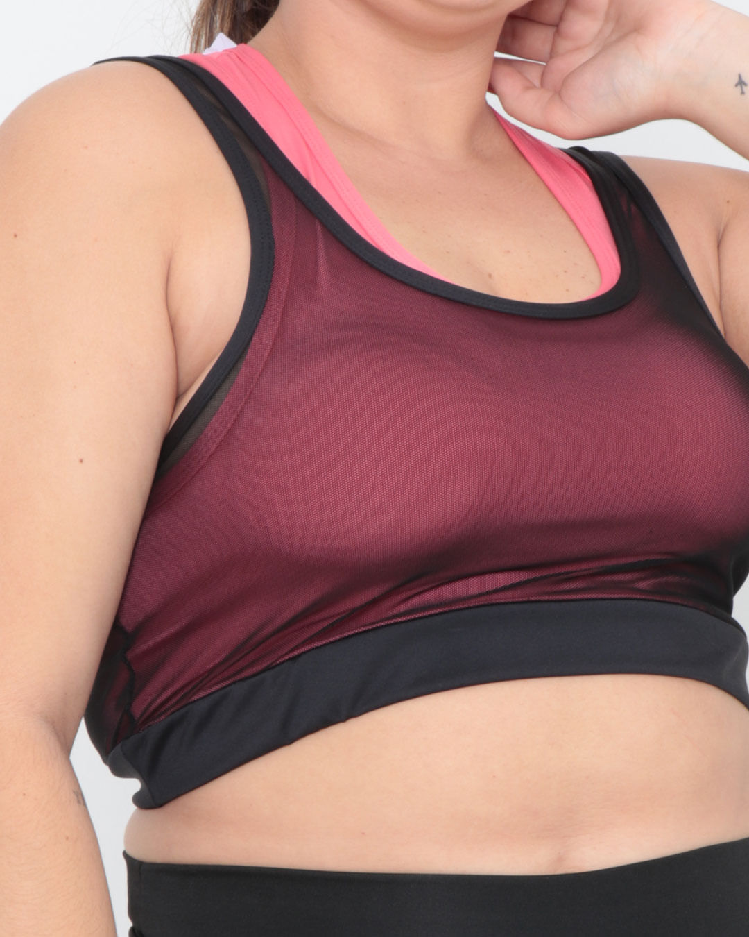 Top-Feminino-Plus-Size-Malha-Rosa-Tule-Preto
