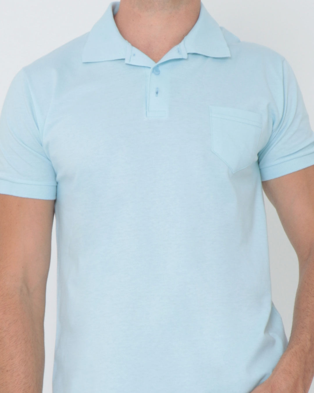 Polo-Masculina-Manga-Curta-Lisa-Azul-Claro