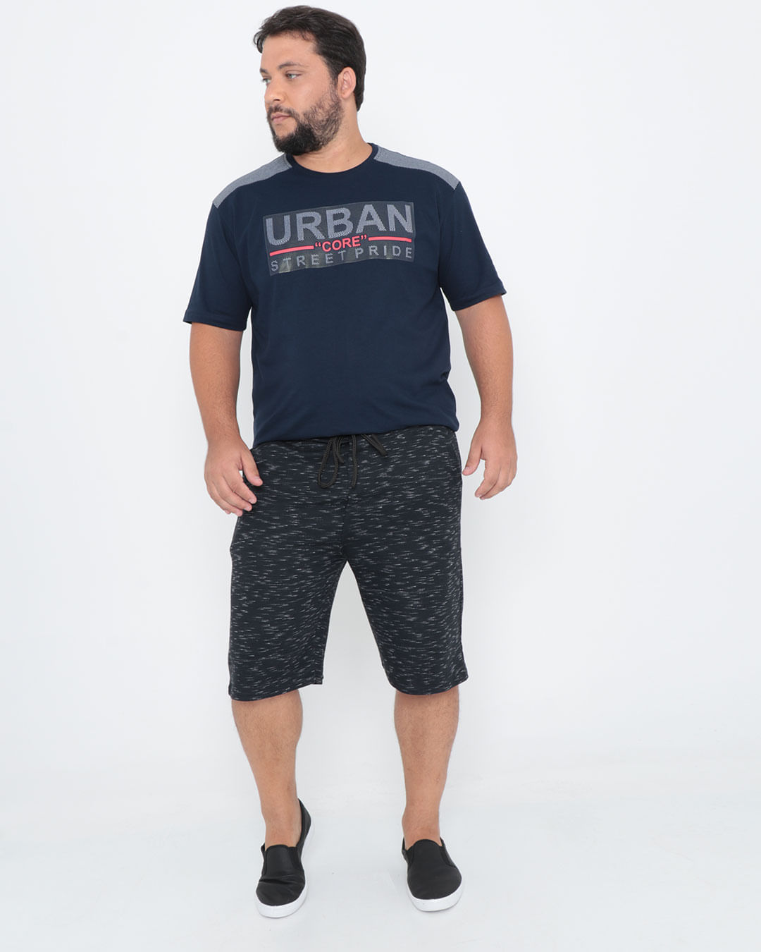 Camiseta-Plus-Size-Manga-Curta-Recorte-Azul-Marinho