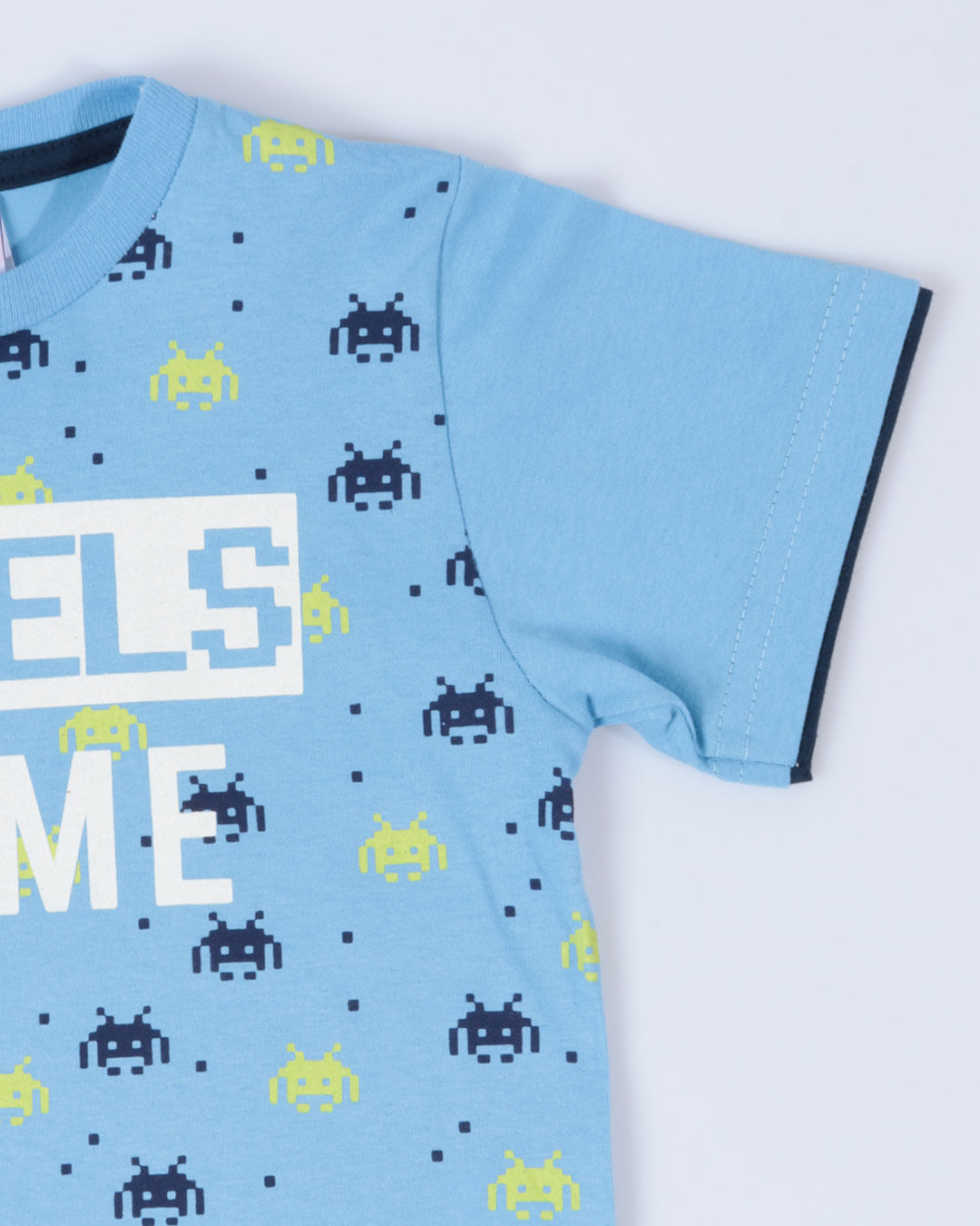 Camiseta-Bebe-Estampa-Pixels-Games-Azul-Claro