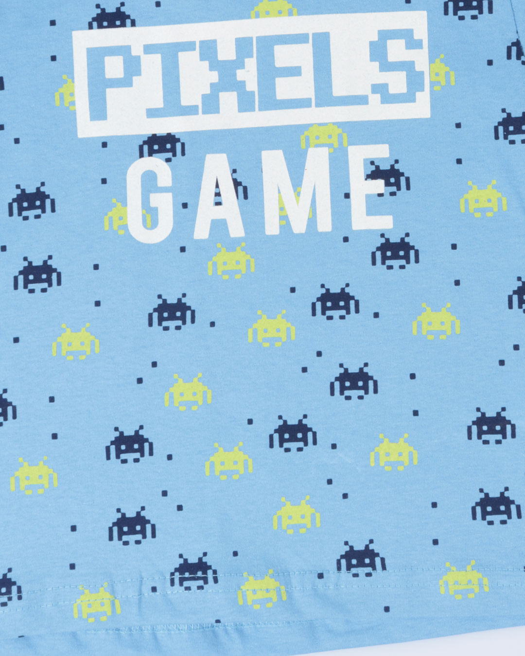 Camiseta-Bebe-Estampa-Pixels-Games-Azul-Claro