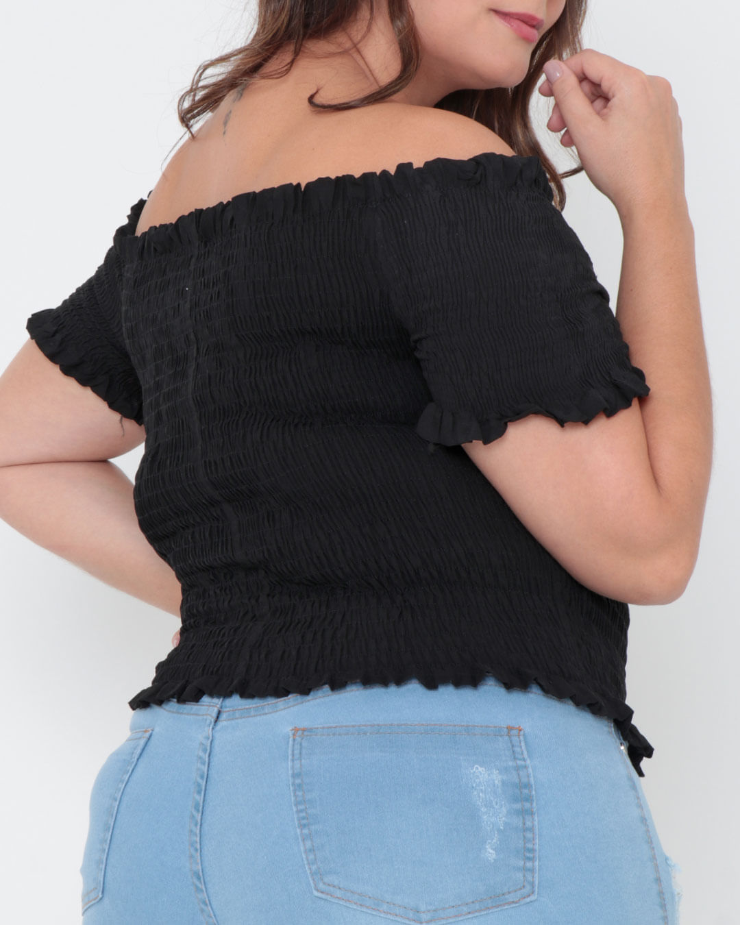 Blusa-Plus-Size-Ciganinha-Lastex-Preta